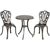 Outsunny 3-Piece Cast Aluminium Garden Bistro Set | Outdoor Table & Chairs with Umbrella Hole
