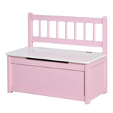 2 in 1 Kids Toy Box Storage Bench Wooden Chest with Safety Lid
