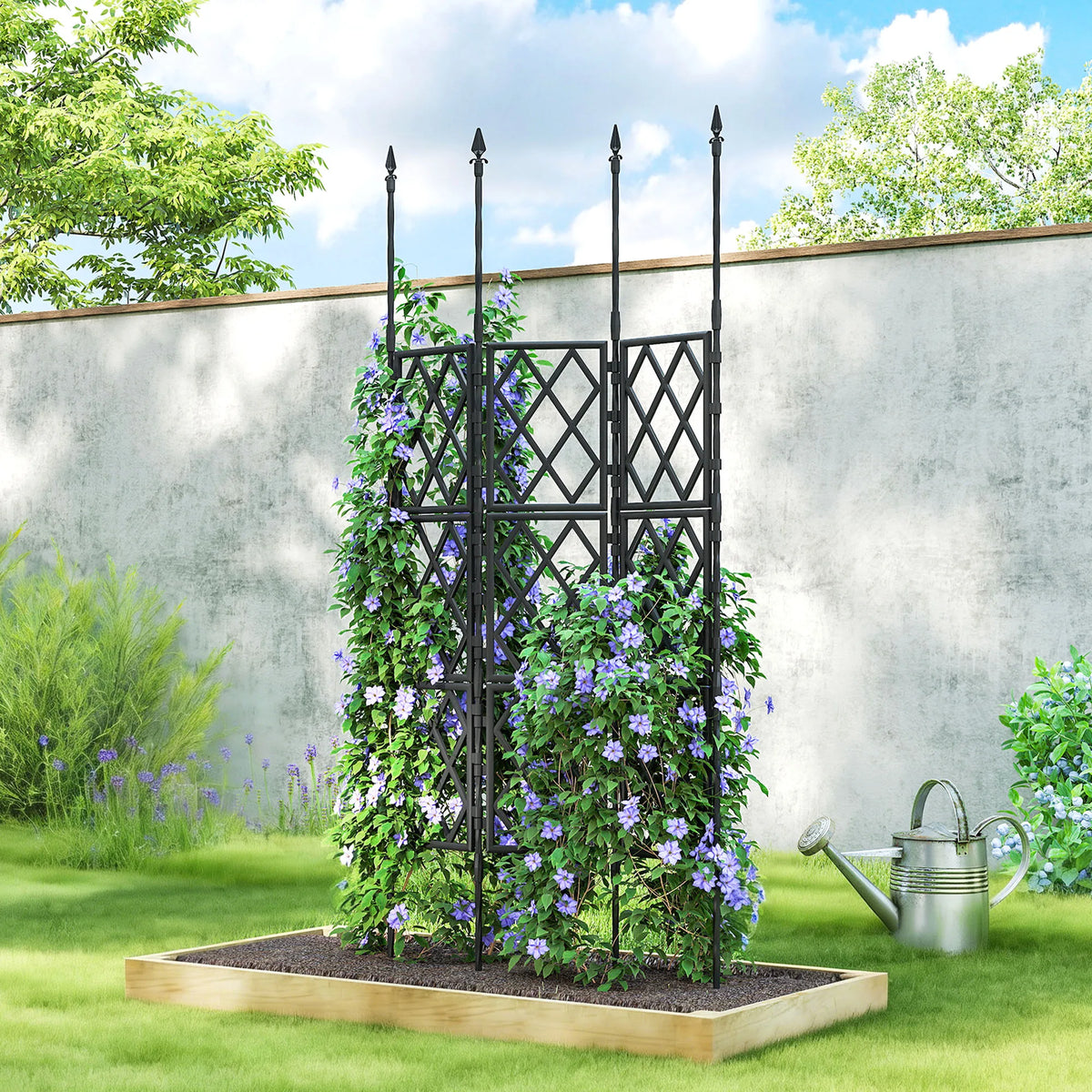 Foldable Garden Trellis for Climbing Plants, 85 x 197cm, Black