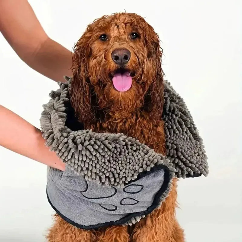 Super Absorbent Pet Bath Towel Quick Dry Chenille Microfibre Drying Cloth for Dogs and Cats 53x22cm