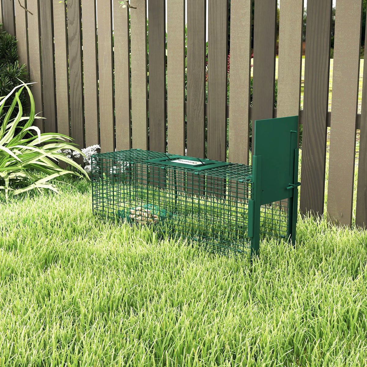Single Door Rat Trap, Metal Cage Trap for Mice & Small Animals, Outdoor/Indoor, 60 x 18 x 20cm, Dark Green