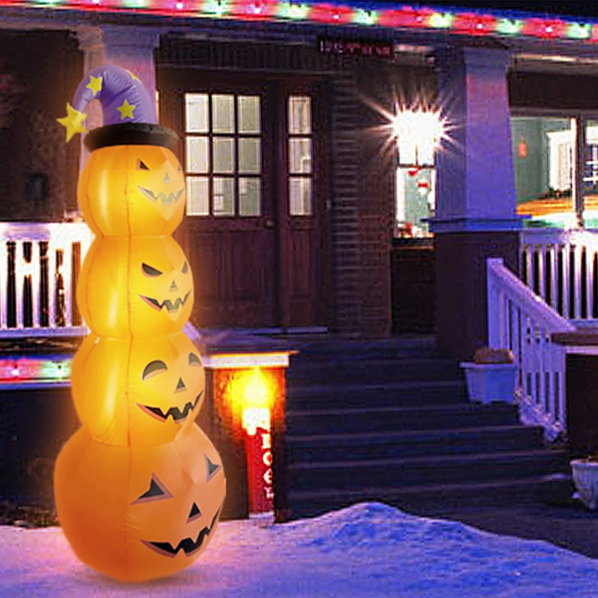 Inflatable Stacked Pumpkin Halloween Decoration with Internal Light, 240cm