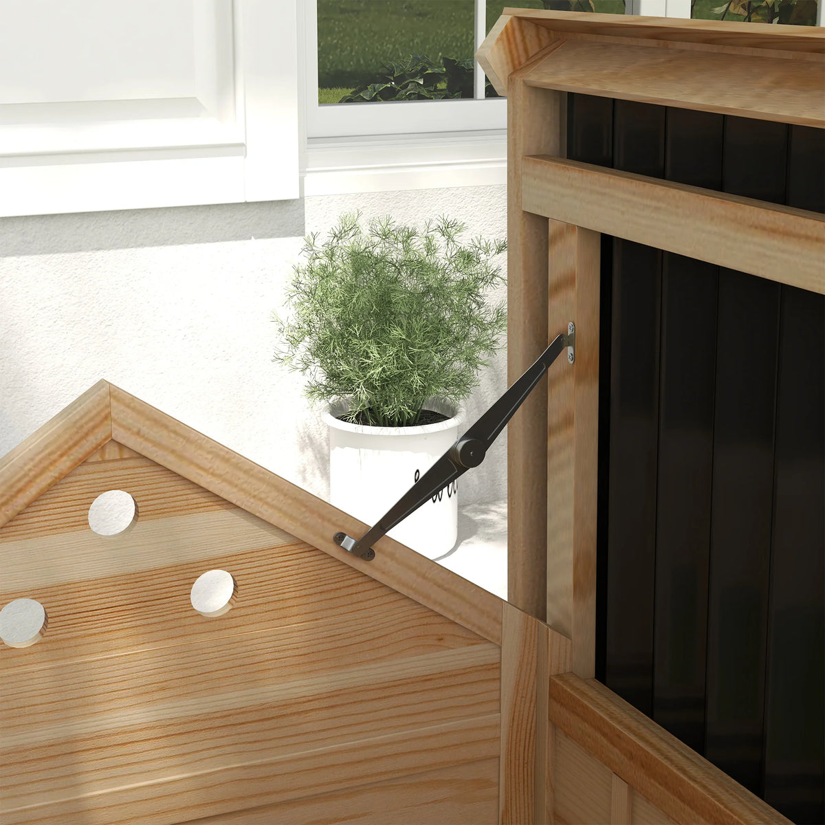 Wooden Duck House with Openable Roof Removable Floor Ramp Side Door Sloped Roof and Vents Fir Wood