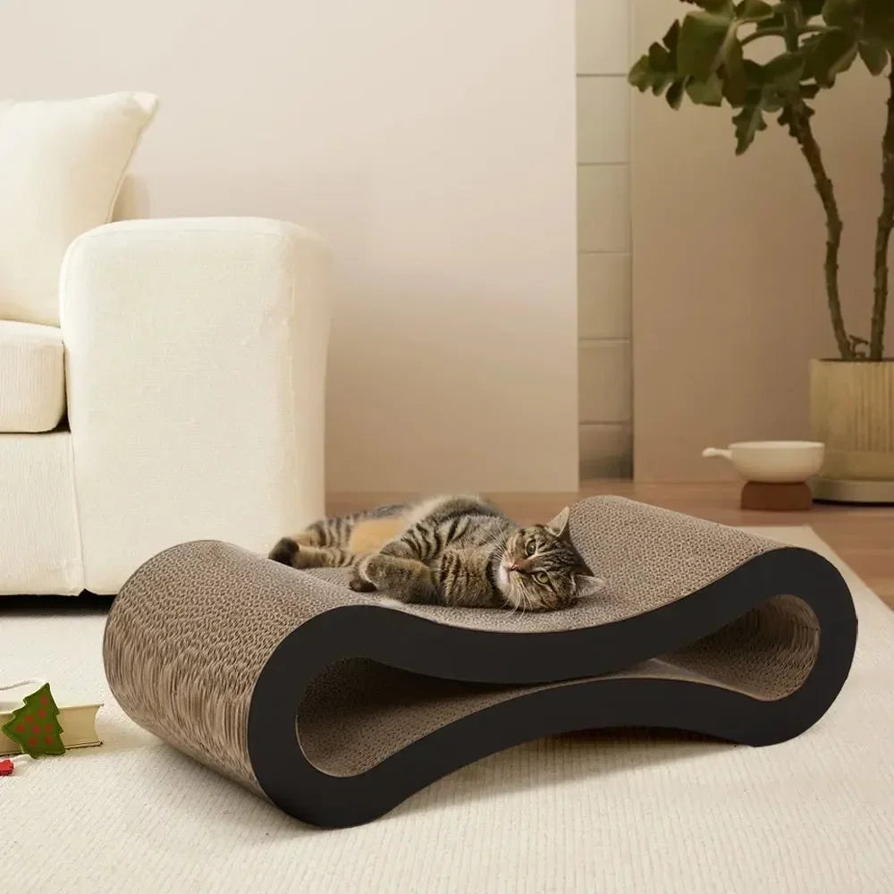 Figure 8 Cat Scratching Board Large High Density Corrugated Paper Scratcher Bed Mat and Nest Black