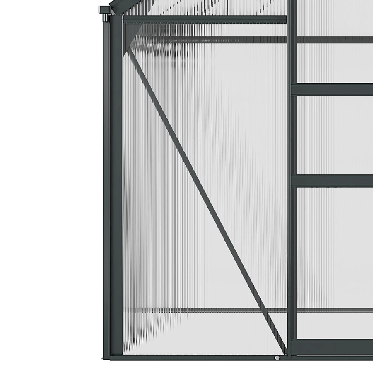 6 x 6ft Polycarbonate Greenhouse, Large Walk-In Green House with Slide Door and Window, Grey