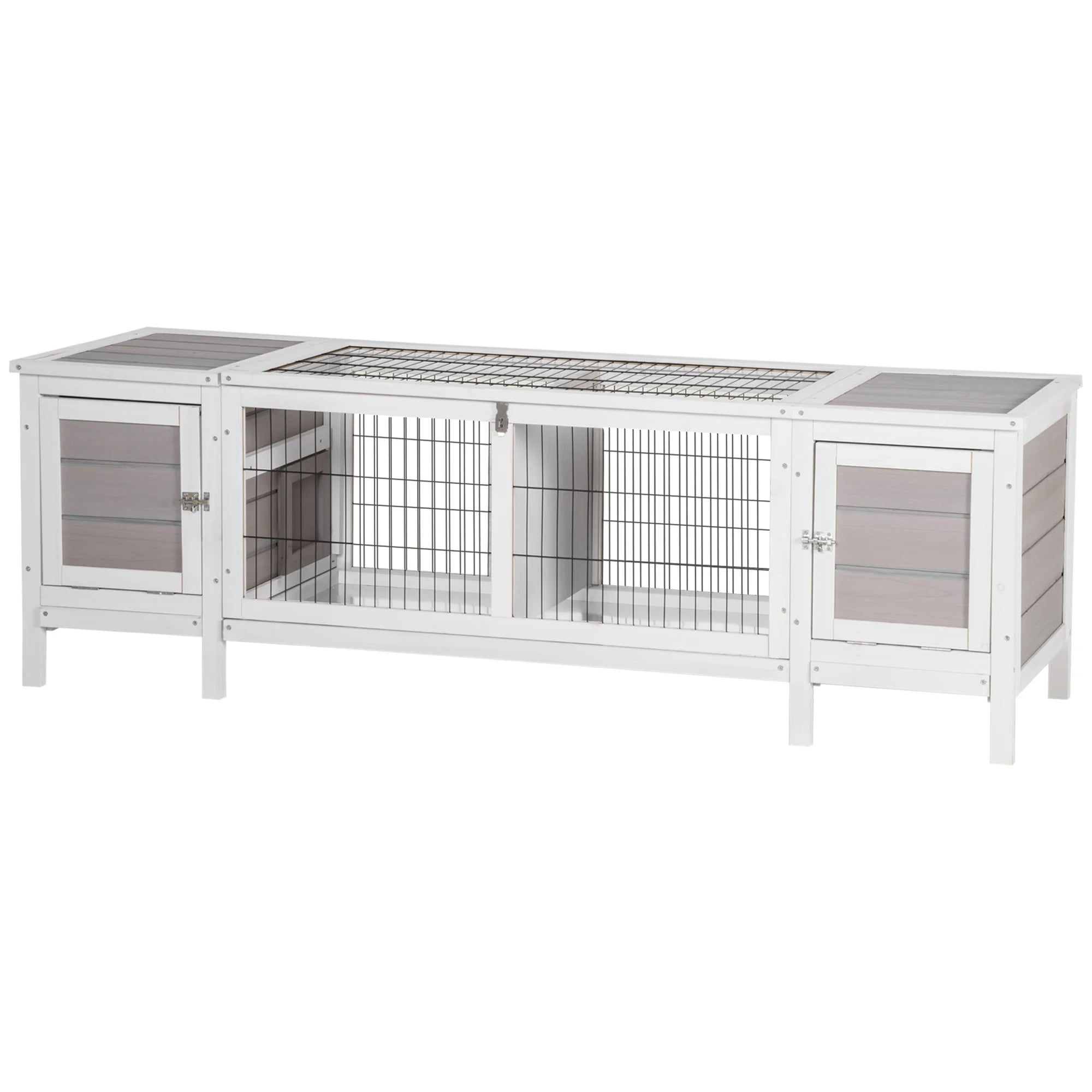 Rabbit Hutch Separable Guinea Pig Cage with Run Slide-Out Tray Lockable Doors and Openable Roof for 2-4 Rabbits