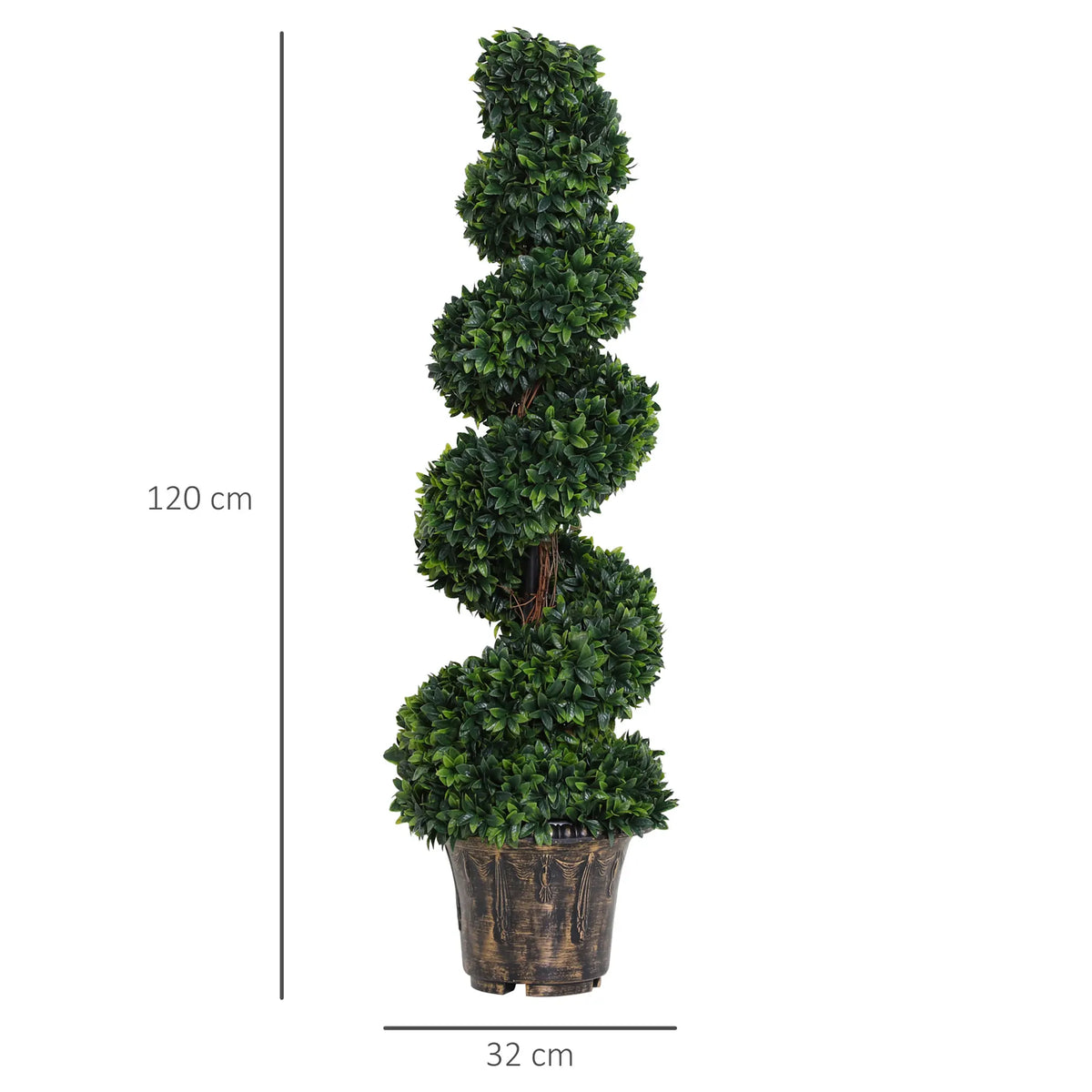 2 Pack Artificial Boxwood Spiral Tree Decorative Plant with Nursery Pot