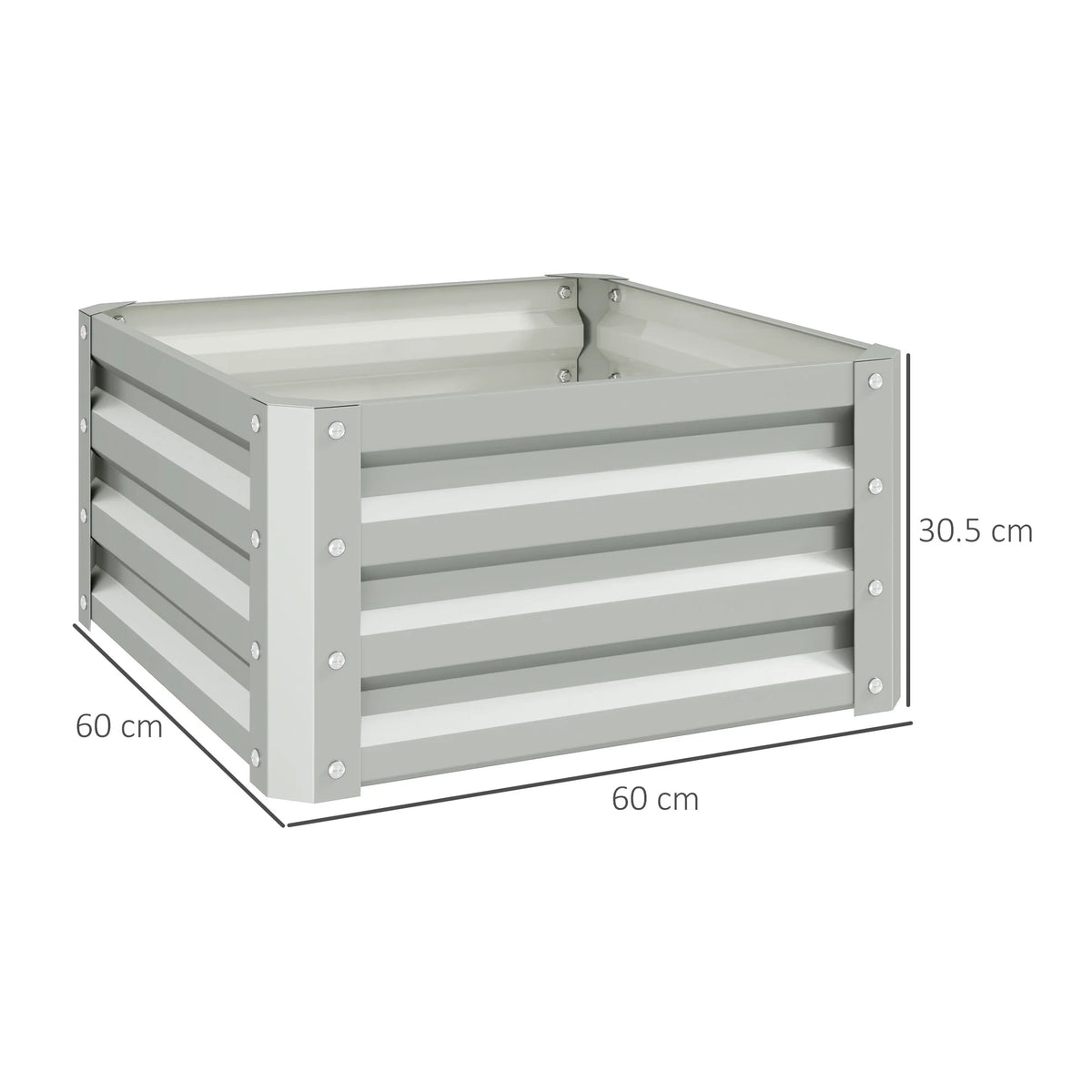 Set of 2 Raised Garden Beds, Galvanised Steel Planter Boxes, Easy Setup, Light Grey