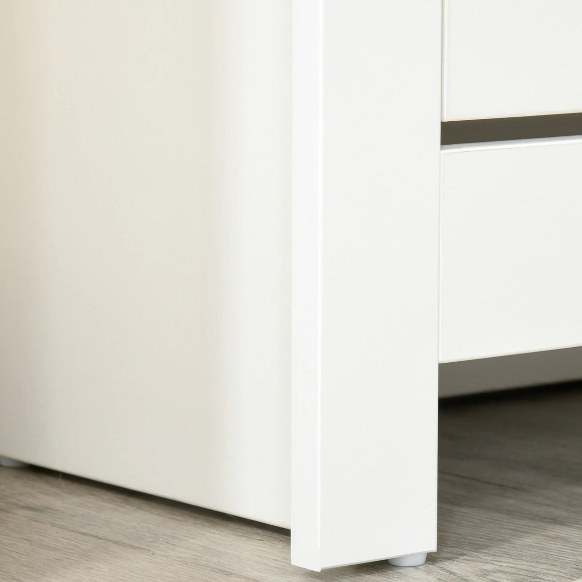 12-Shoe Storage Cabinet, 4 Shelves, 2 Drawers, Tabletop, 4 Legs, Modern White
