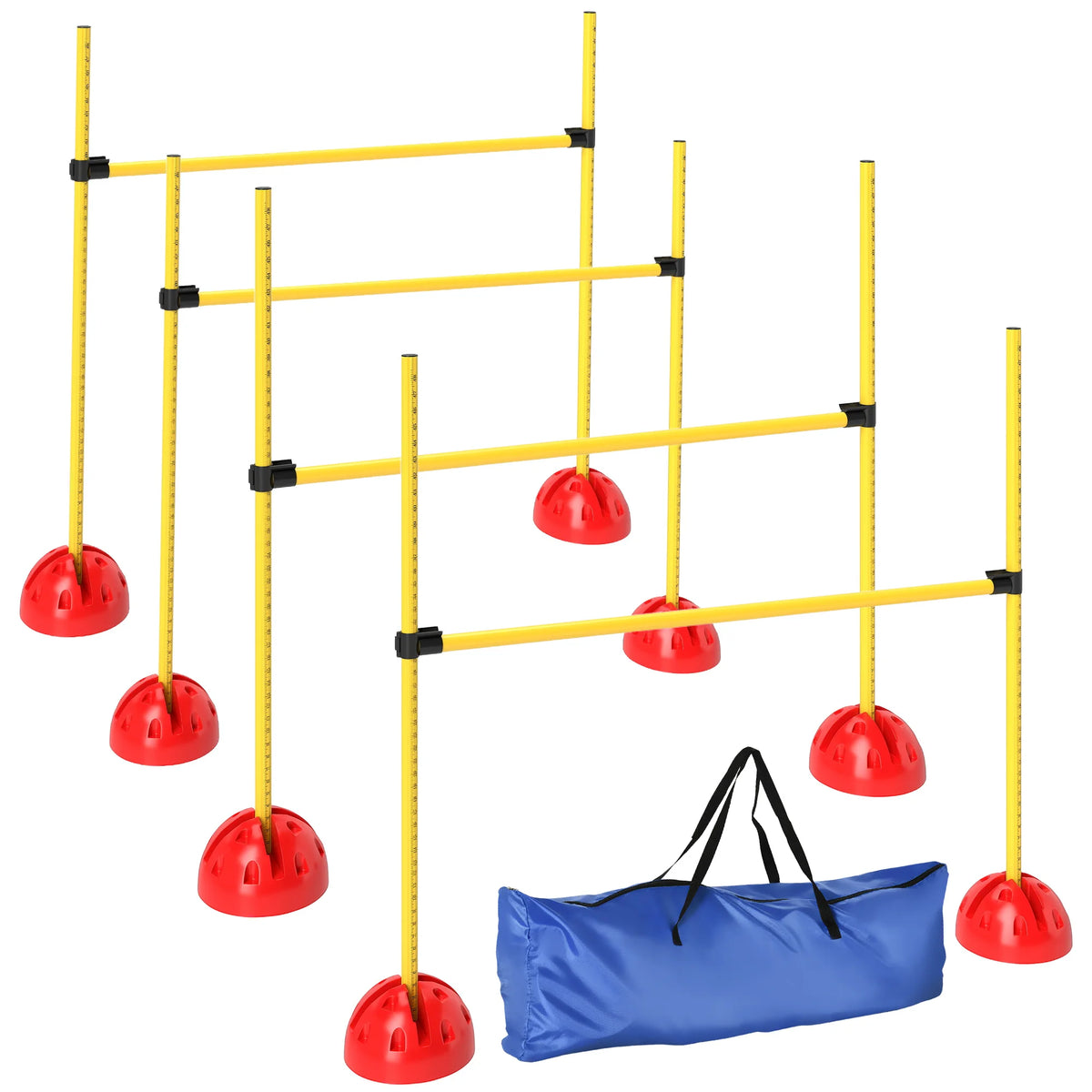 4-Piece Dog Agility Hurdle Set with Adjustable Jump Heights and Carry Bag