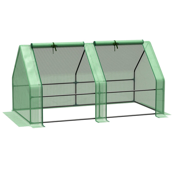 Mini Small Greenhouse with Steel Frame, PE Cover and Zippered Window, Poly Tunnel