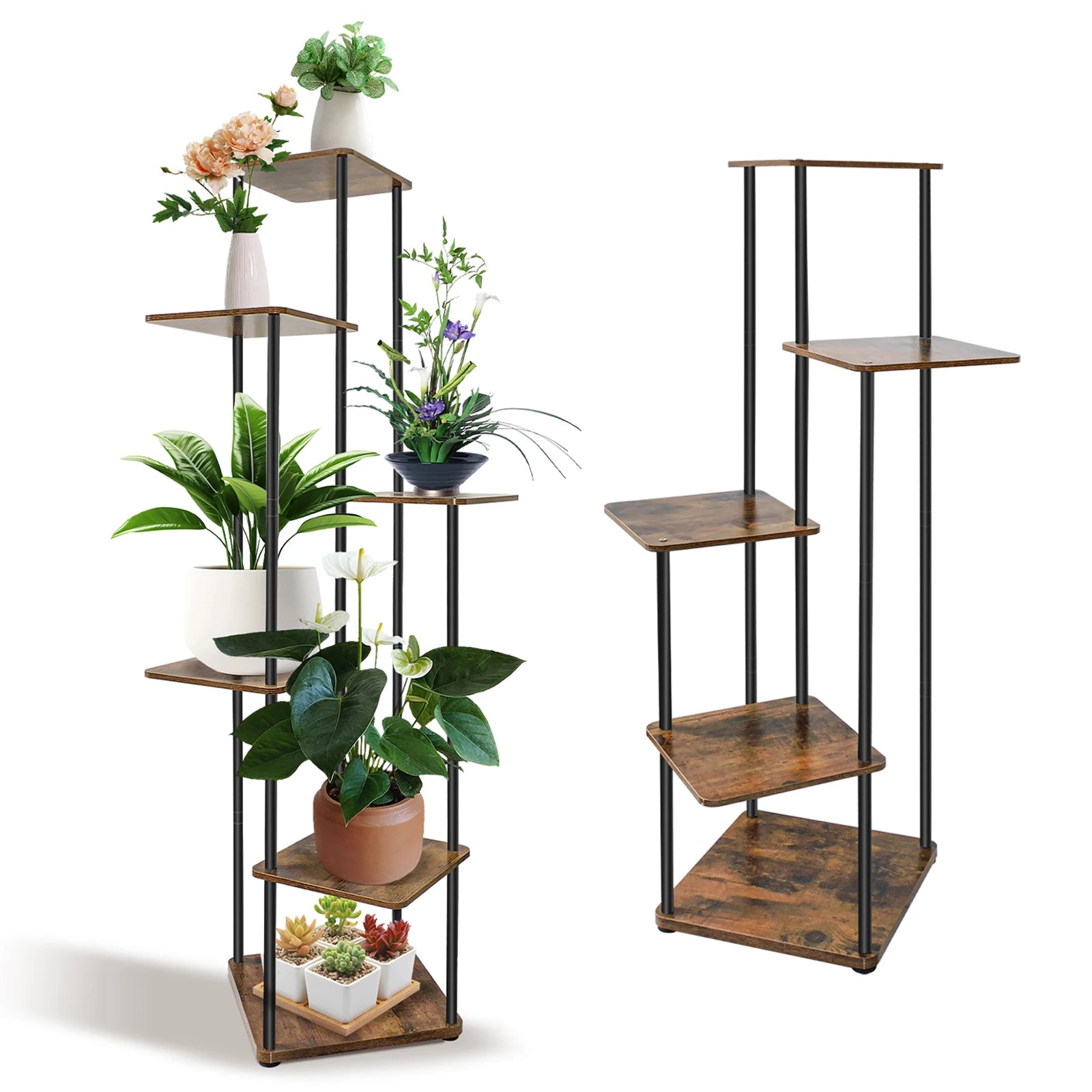 Multi-Tier Metal Plant Stand | 4/5/6 Tier Indoor & Outdoor Corner Flower Display Shelf Rack