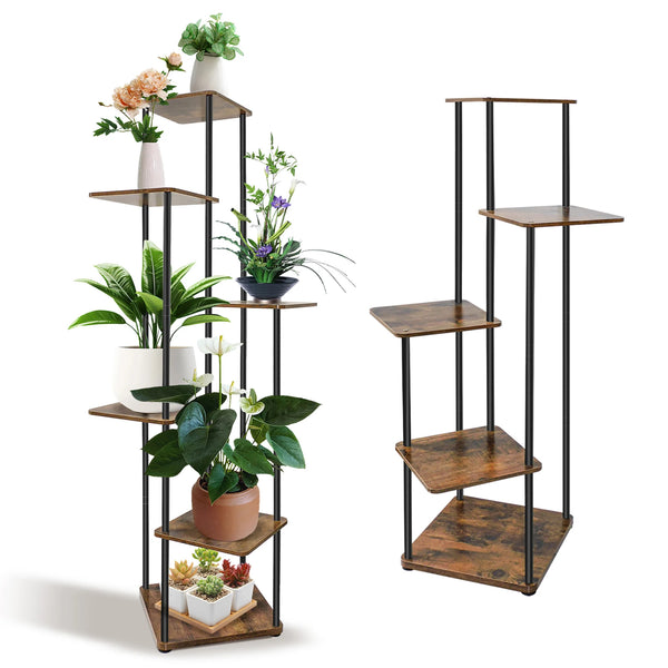Multi-Tier Metal Plant Stand | 4/5/6 Tier Indoor & Outdoor Corner Flower Display Shelf Rack