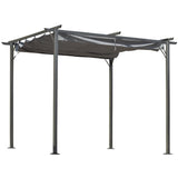 3 x 3m Metal Pergola with Retractable Anti-UV Canopy, Drainage Holes and Ground Stakes