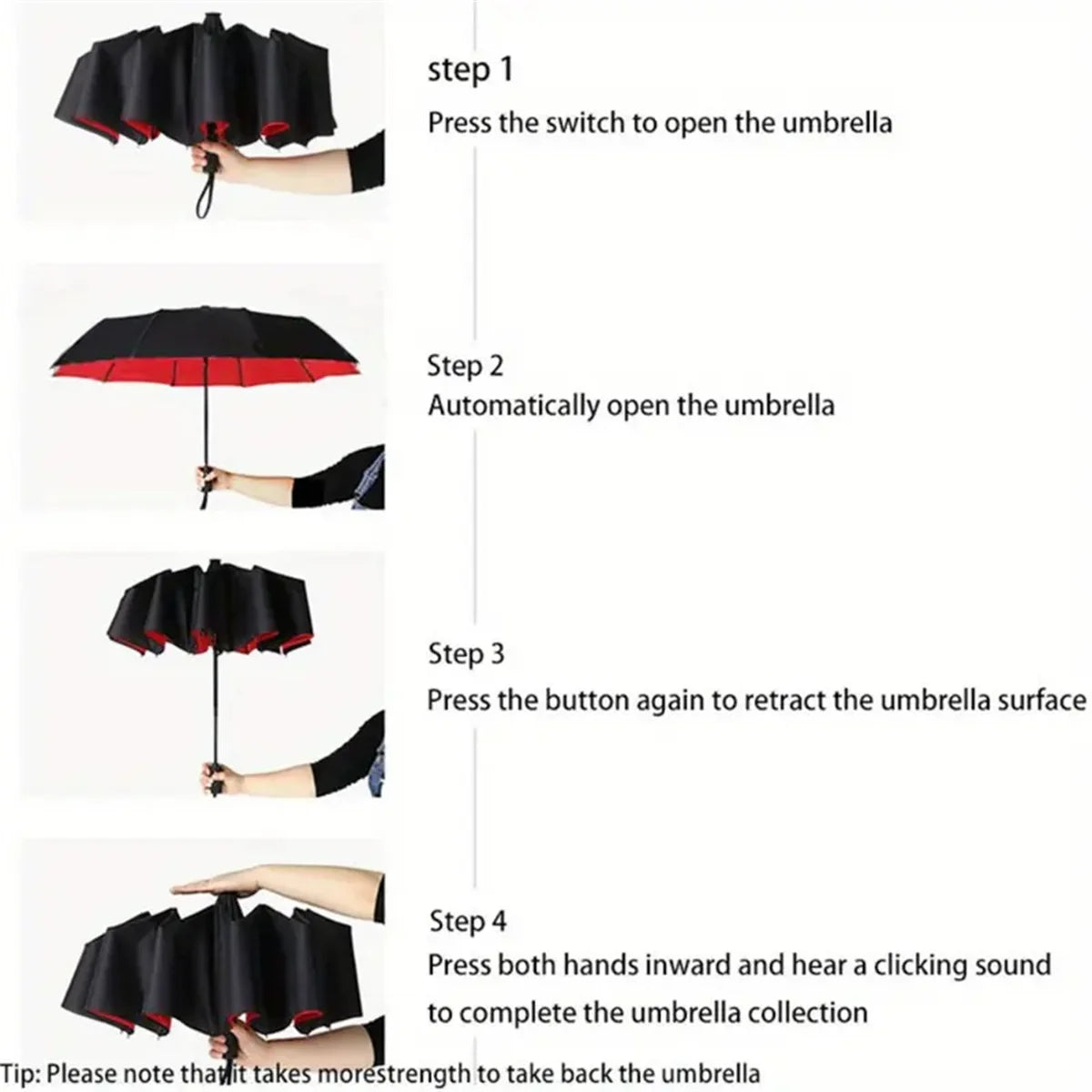 Double-Layer Windproof Automatic Umbrella, 10-Rib Large Folding Umbrella