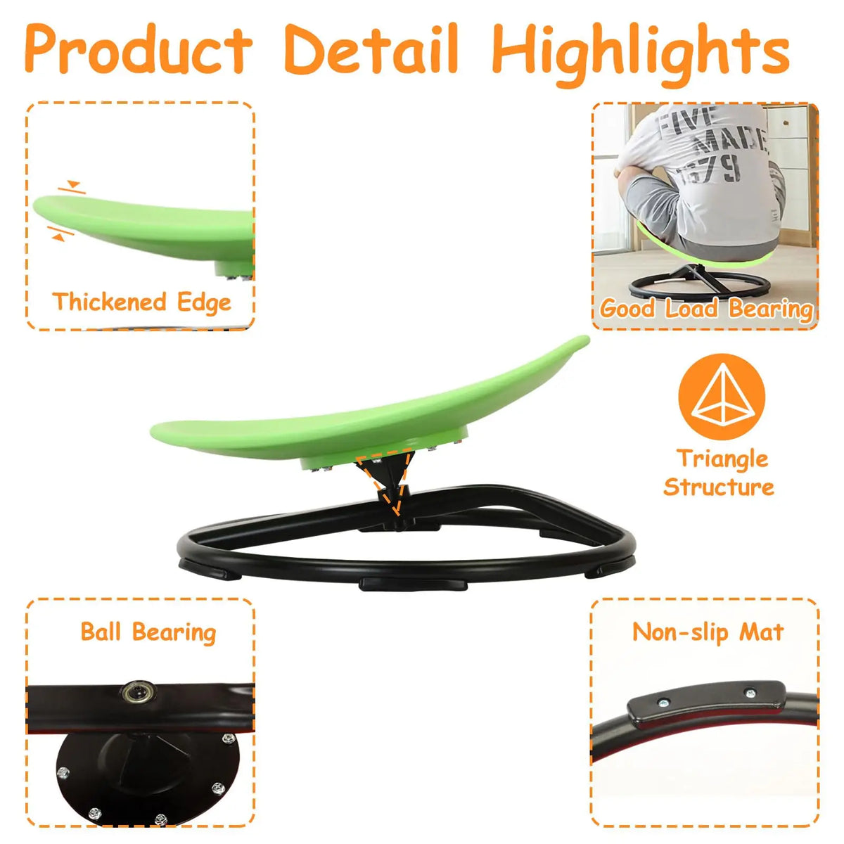 Kids Sensory Spin Chair Swivel Sit and Spin Toy for Coordination