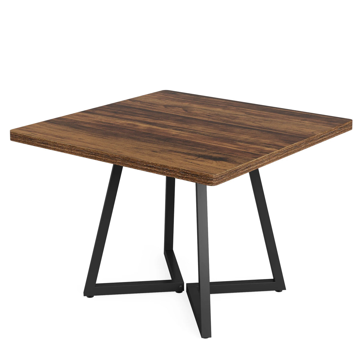 Square Dining Table for 4 Industrial Wood Kitchen Table with Metal Base