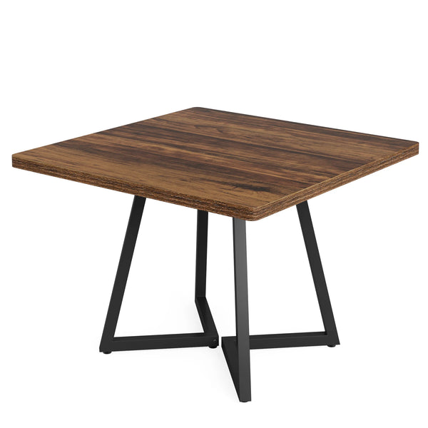 Square Dining Table for 4 Industrial Wood Kitchen Table with Metal Base
