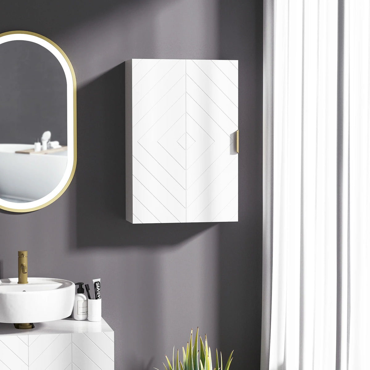 Bathroom Wall Cabinet with Adjustable Shelves for Hallway, Living Room