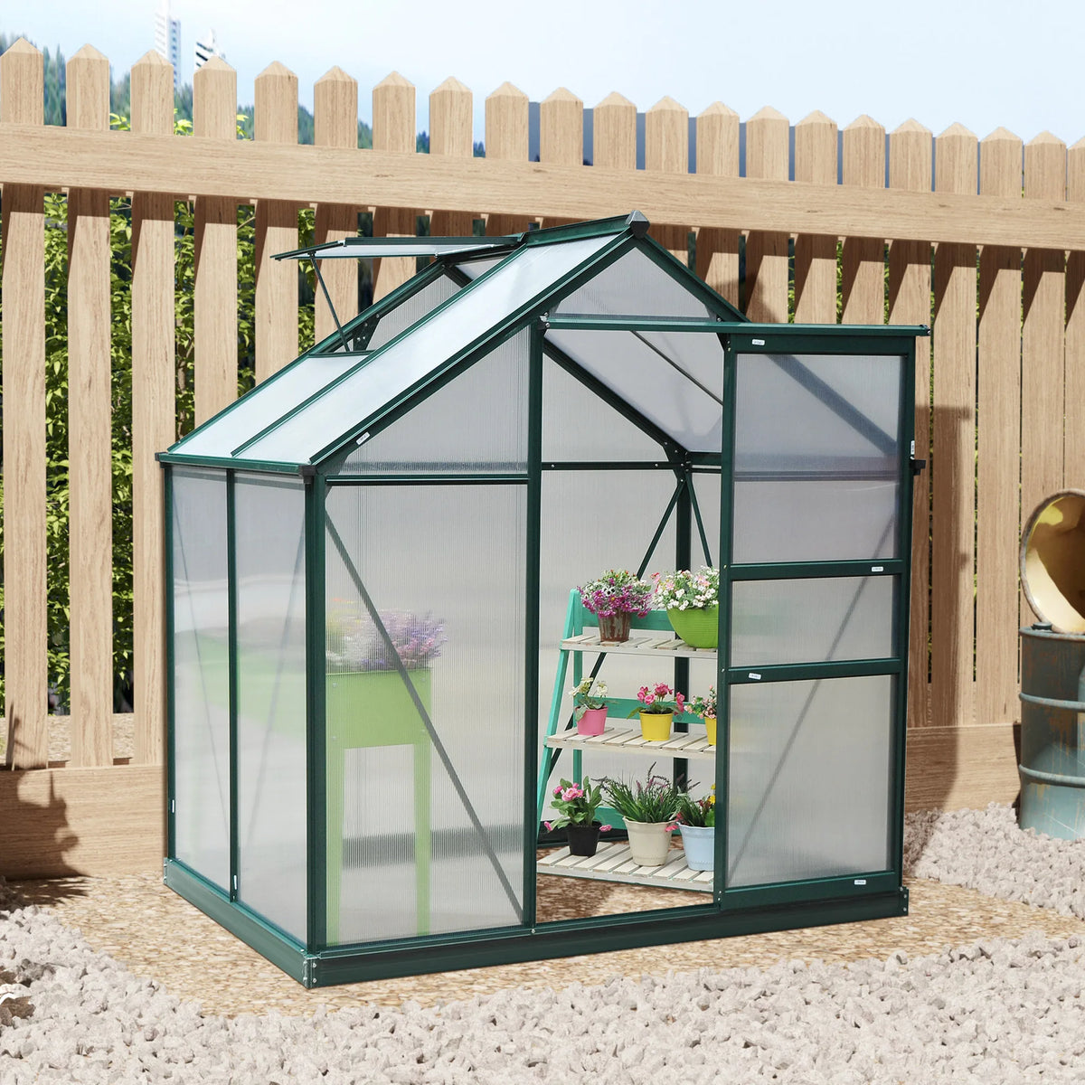 Polycarbonate Walk-In Garden Greenhouse Aluminium Frame Outdoor 190 x 132cm