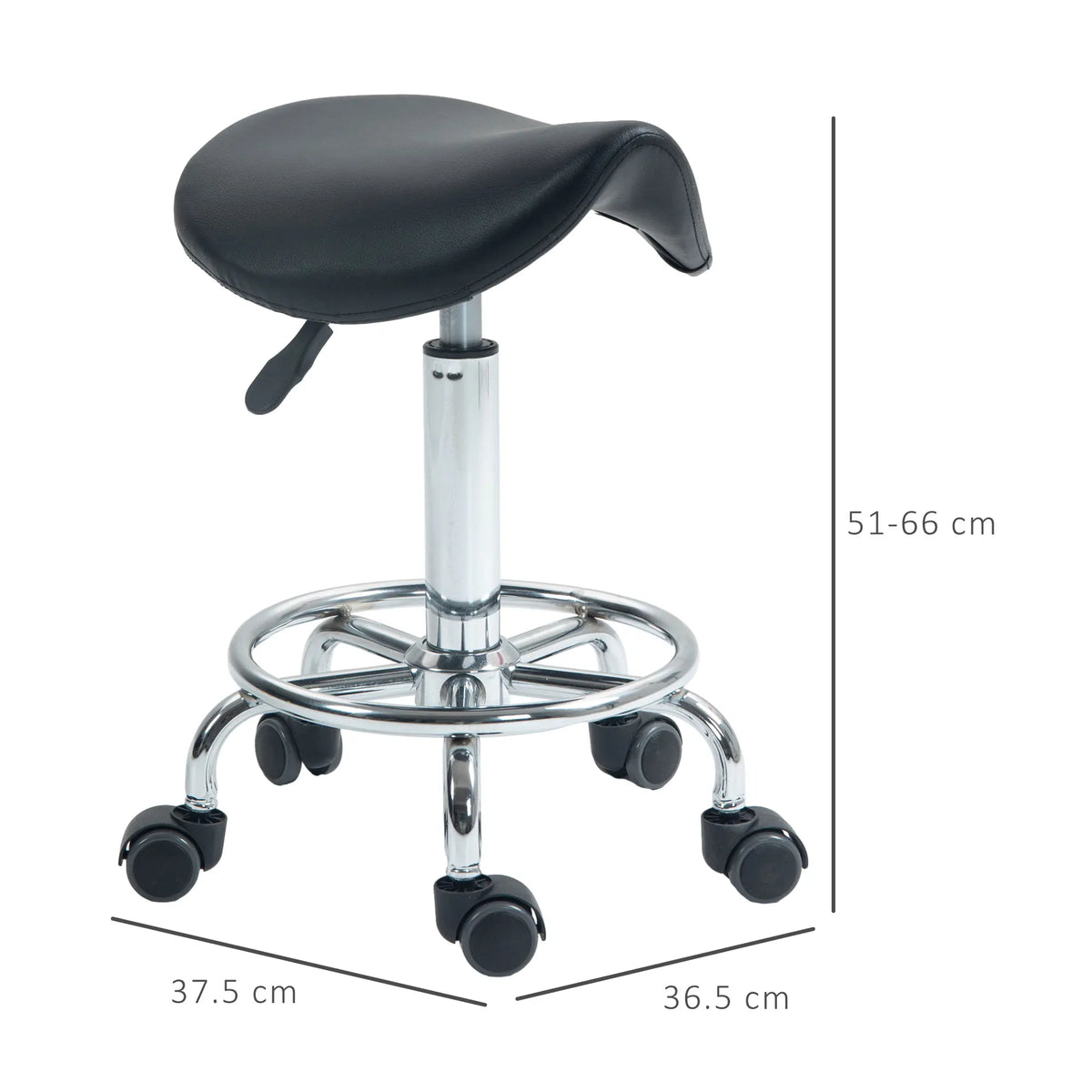 Saddle Chair, Rolling Salon Stool for Massage, Spa, Clinic and Beauty, Black