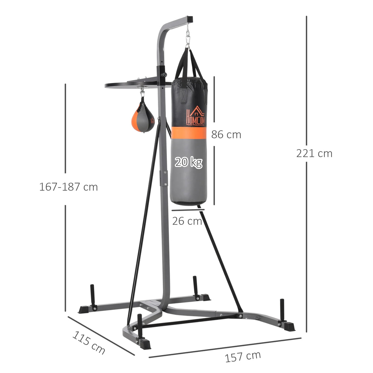 Freestanding Boxing Punch Bag & Speed Ball Station, Hanging Frame Training Exercise Platform