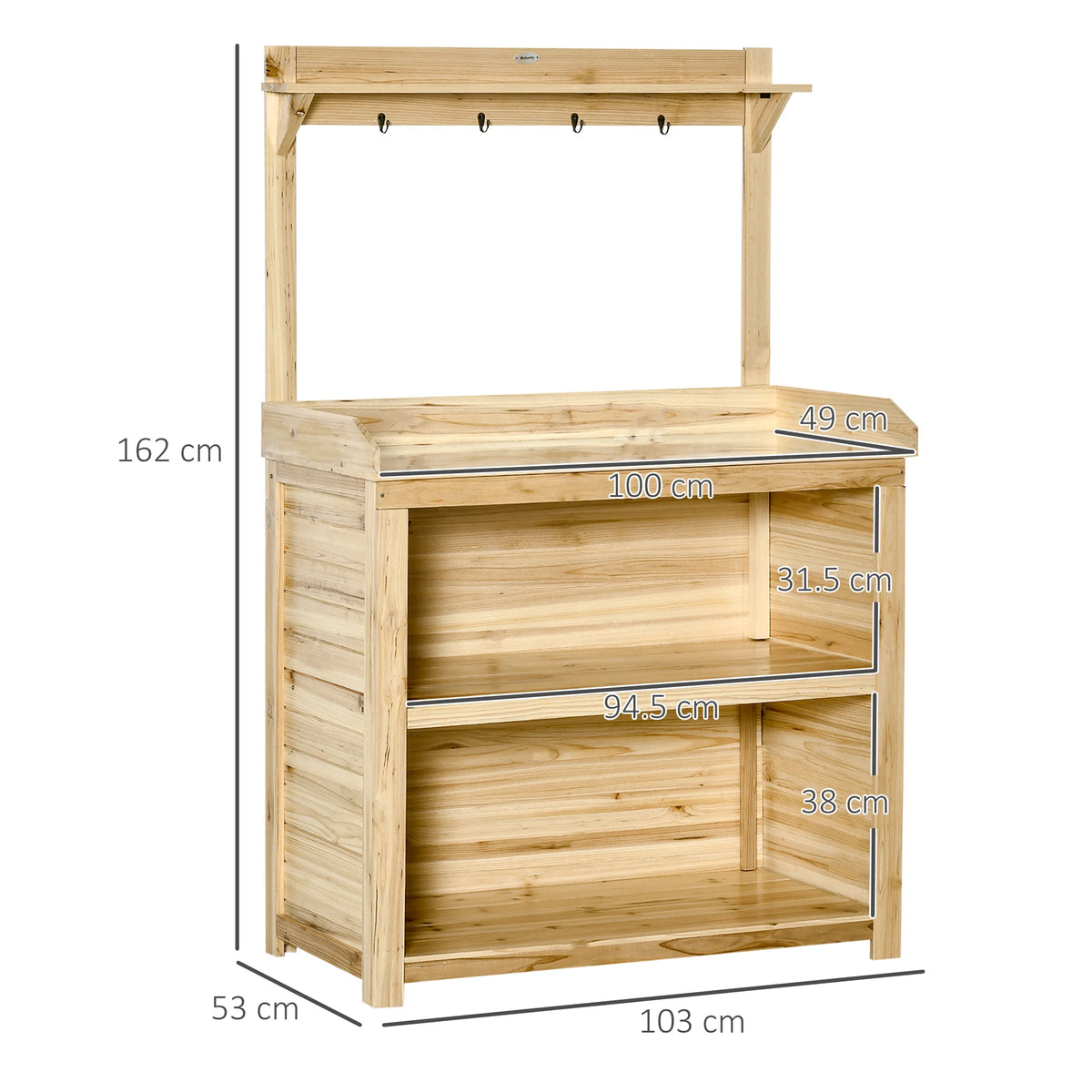 Garden Potting Bench Table Workstation W/ Galvanized Tabletop, Storage Shelves