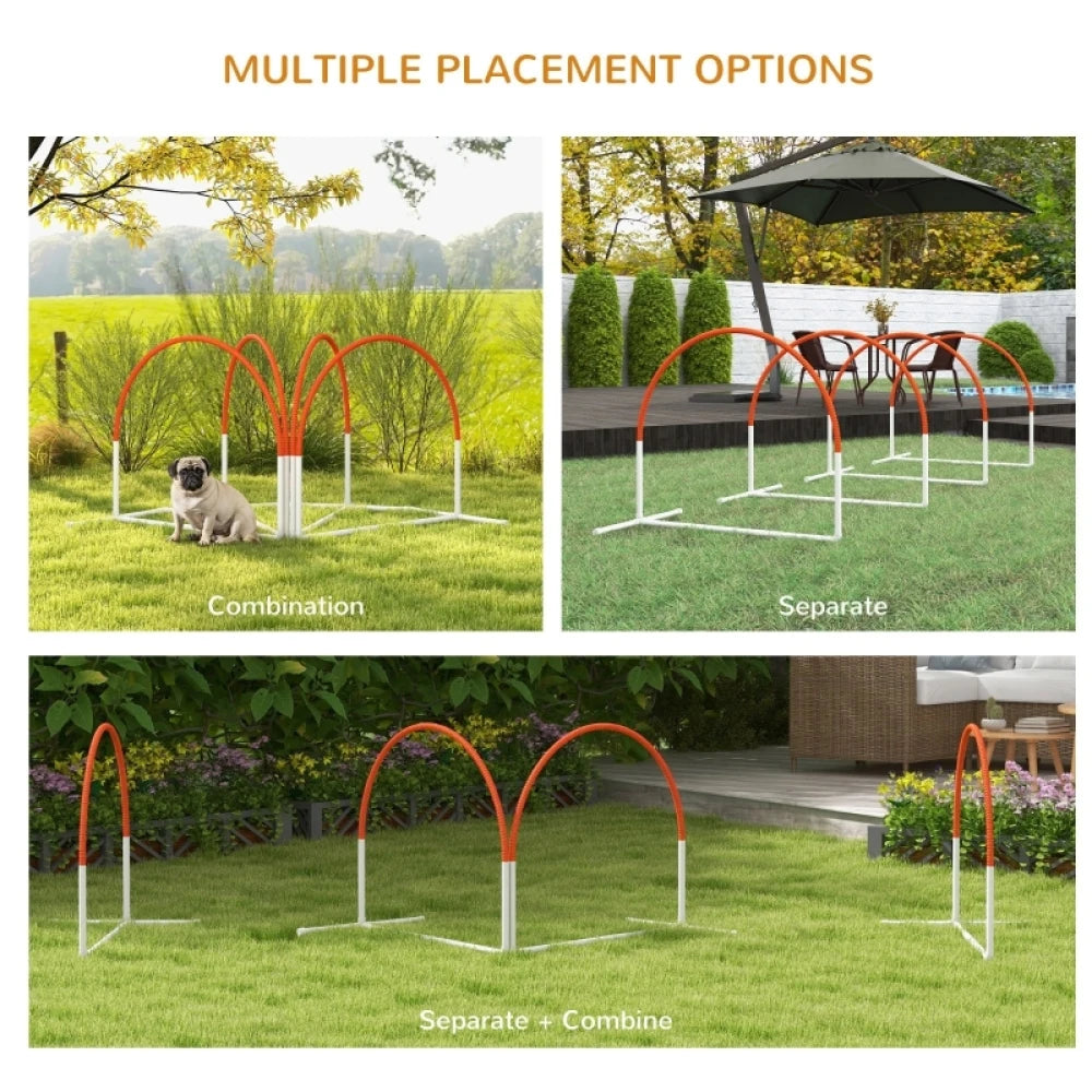 Dog Agility Equipment Set 4 PCS Weave Poles Orange with Oxford Carry Bag for Dog Training