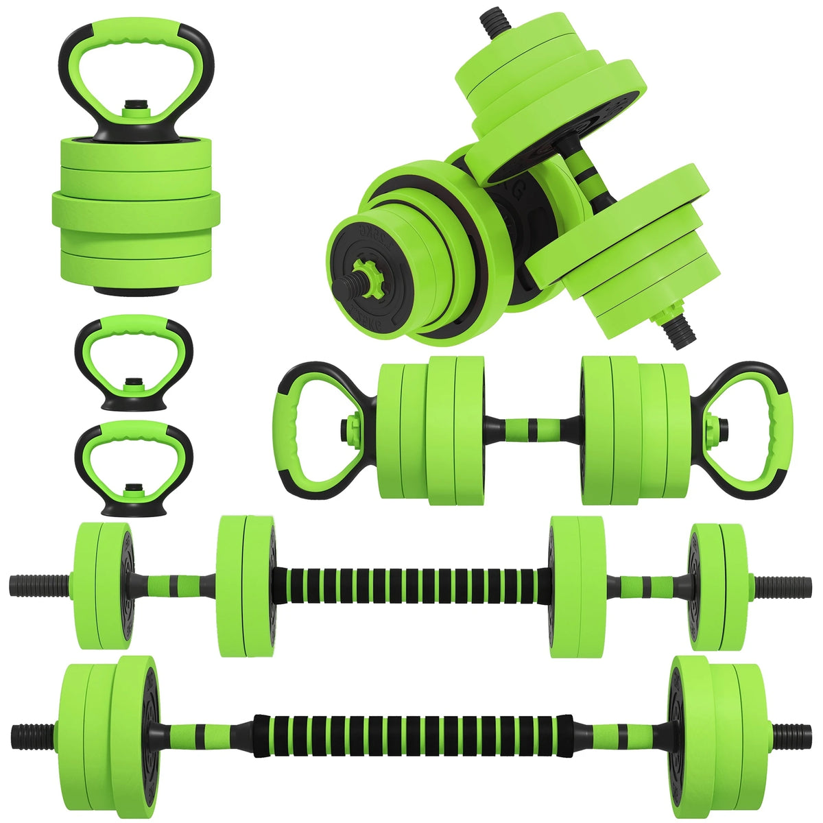40kg 6-in-1 Adjustable Dumbbell Set with Barbell, Kettlebell and Push-Up Stand