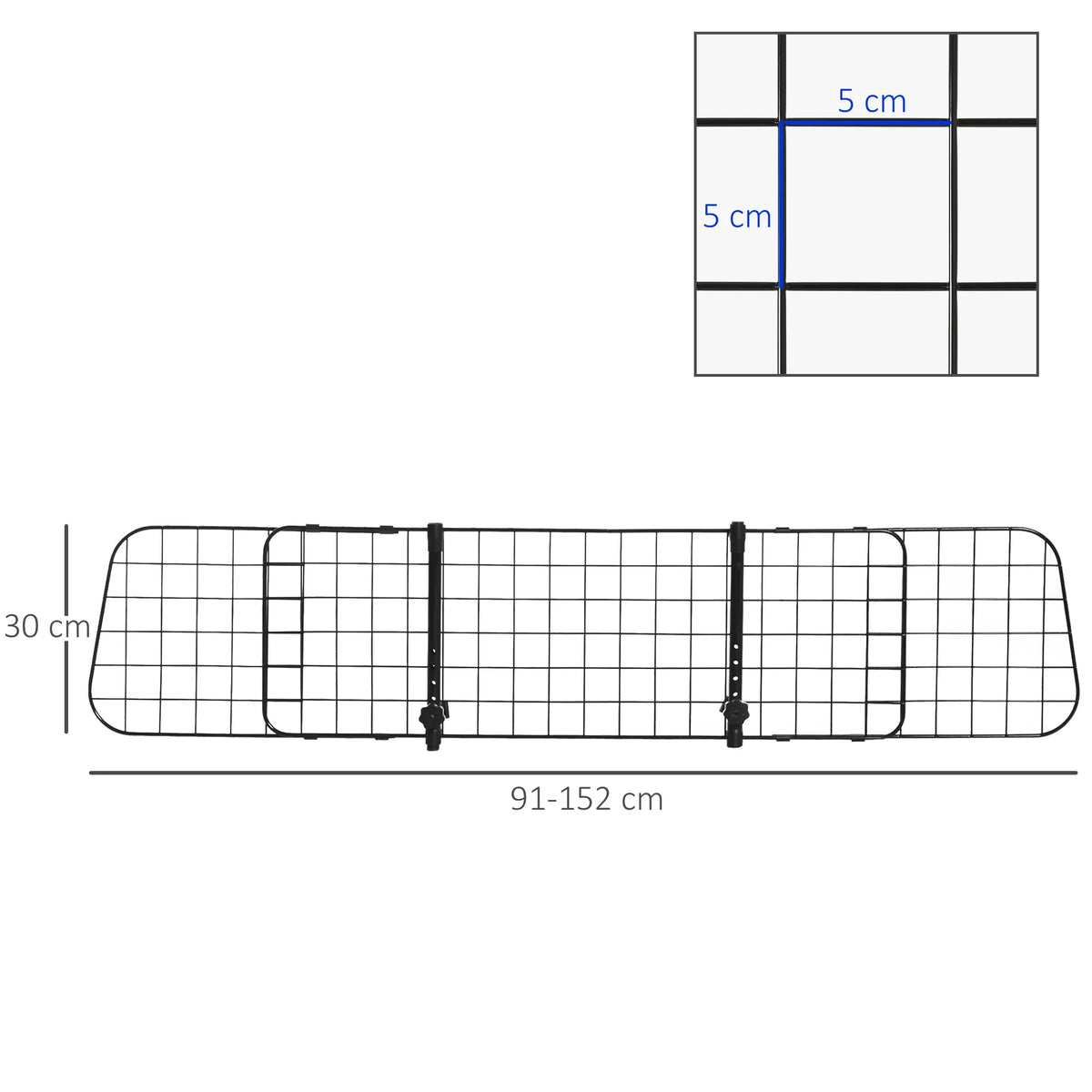Adjustable Dog Car Barrier, Ventilated Mesh Pet Guard for Boot, 91-152cm
