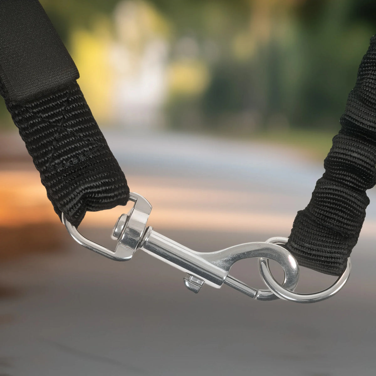 Dog Lead for Bicycle with Elastic Rope Steel Distance Bar 124cm Bike Attachment for Cycling Black