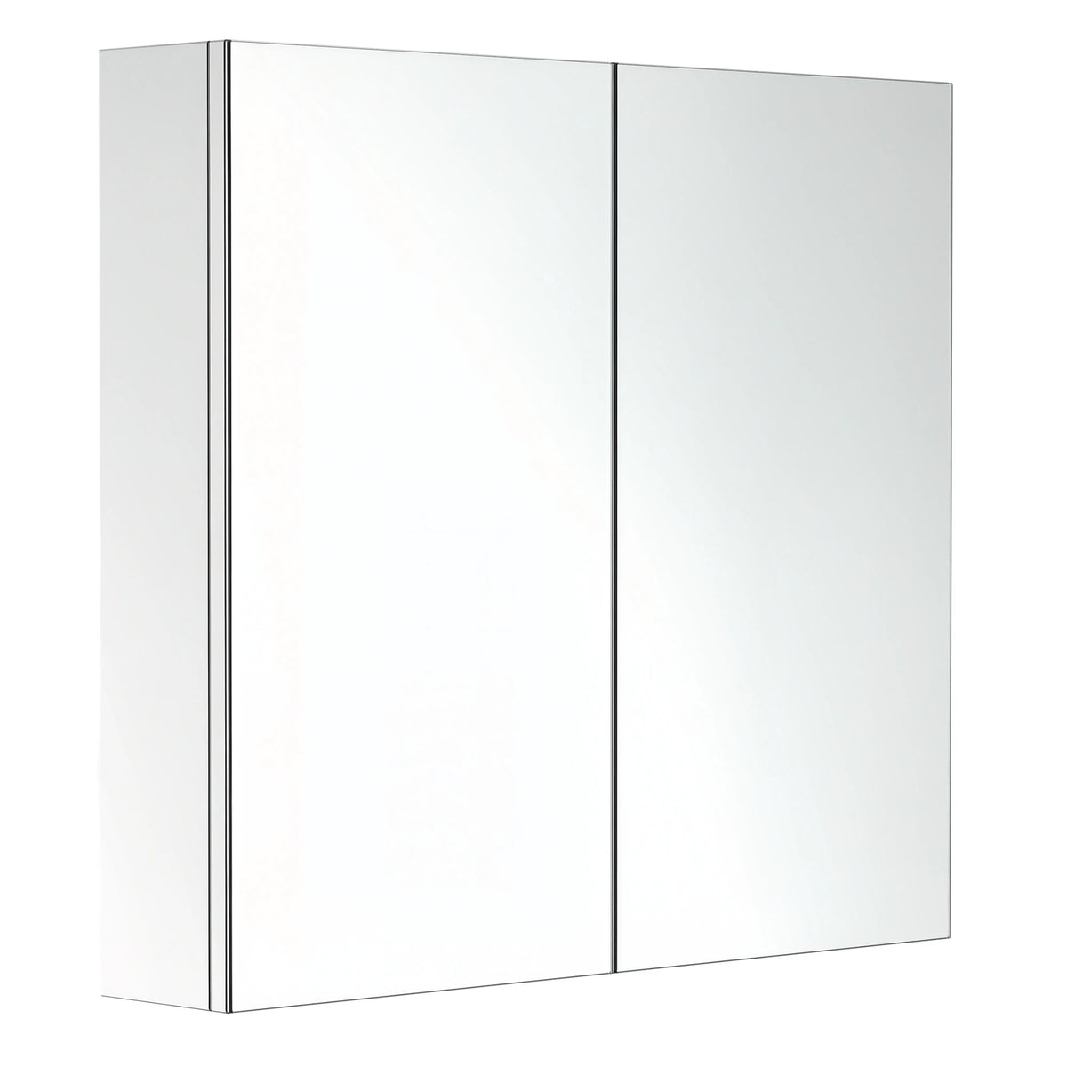 Stainless Steel Bathroom Mirror Cabinet, Double Door Wall Mounted, 60 x 55 x 12 cm