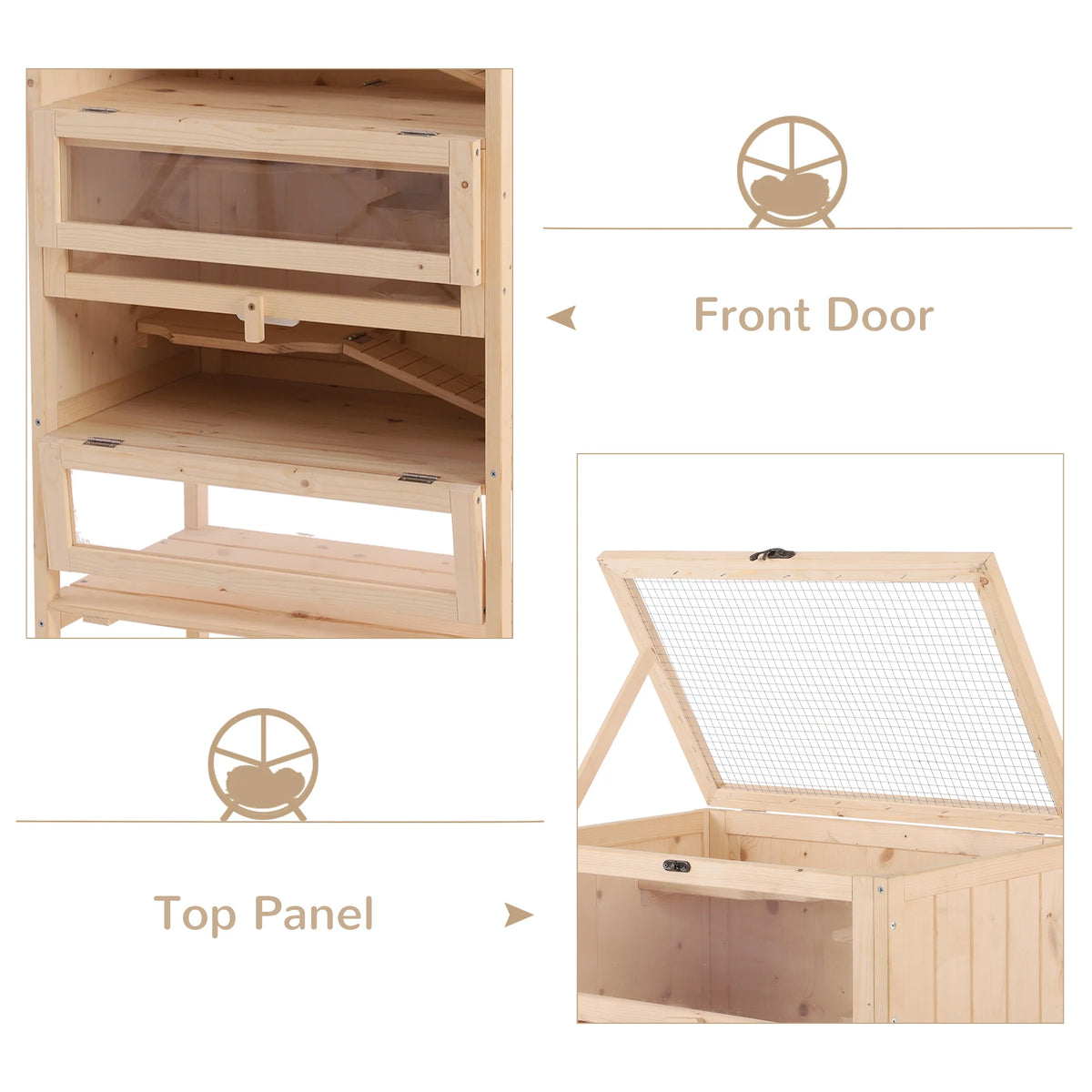 4-Tier Wooden Hamster and Gerbil Cage with Storage Shelf, 120cm