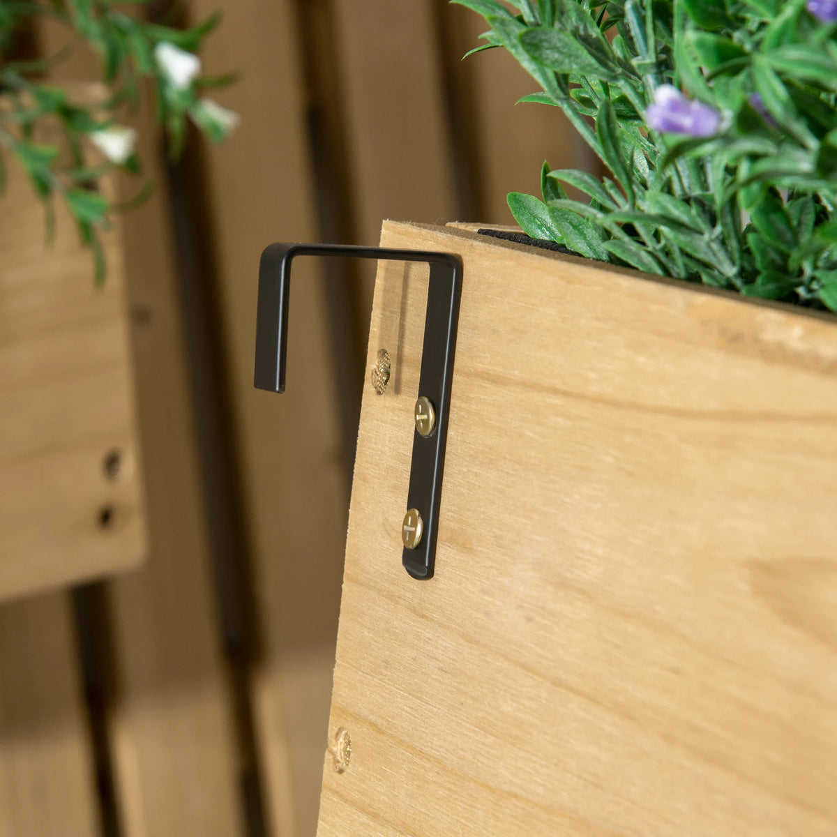 Wall-Mounted Garden Planters with Trellis and 3 Movable Planter Boxes, Natural