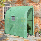 Walk-In Lean-To Wall Greenhouse with Window Ventilation, Double Zip Doors and 3 Tier Shelving for Home Garden