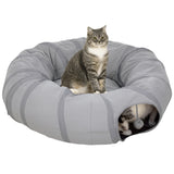 2-in-1 Cat Tunnel with Bed, Indoor Play Tunnel and Cozy Resting Spot for Cats, Grey