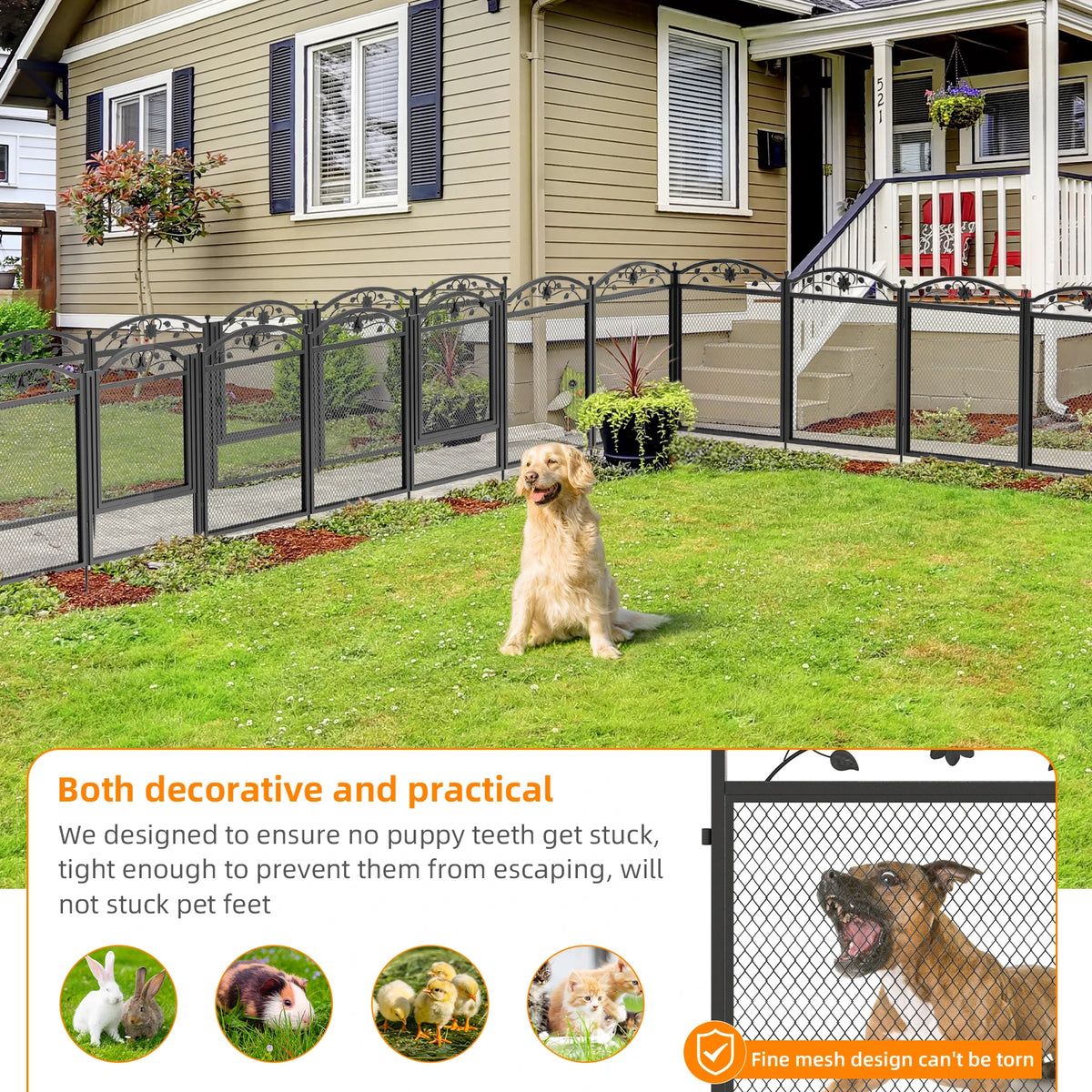 BINGOPAW 8 Panel Heavy Duty Metal Dog Playpen 126x126x88cm Whelping Fence with Waterproof Floor Pad