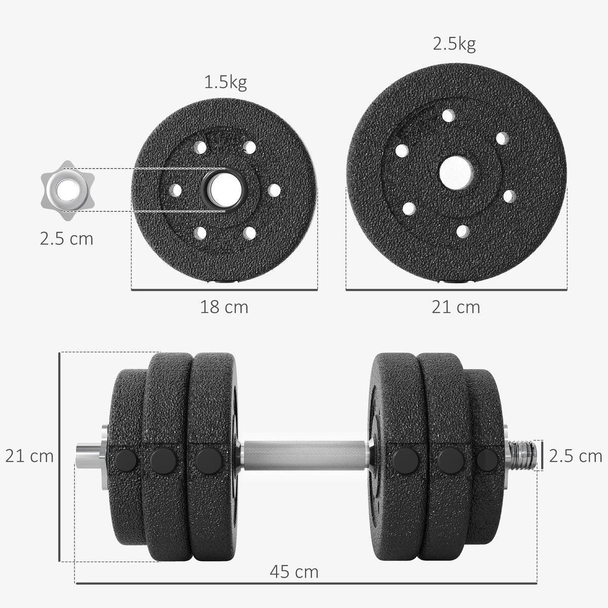30kg Adjustable Dumbbells Set, Hand Weights for Home Gym and Strength Training, Black