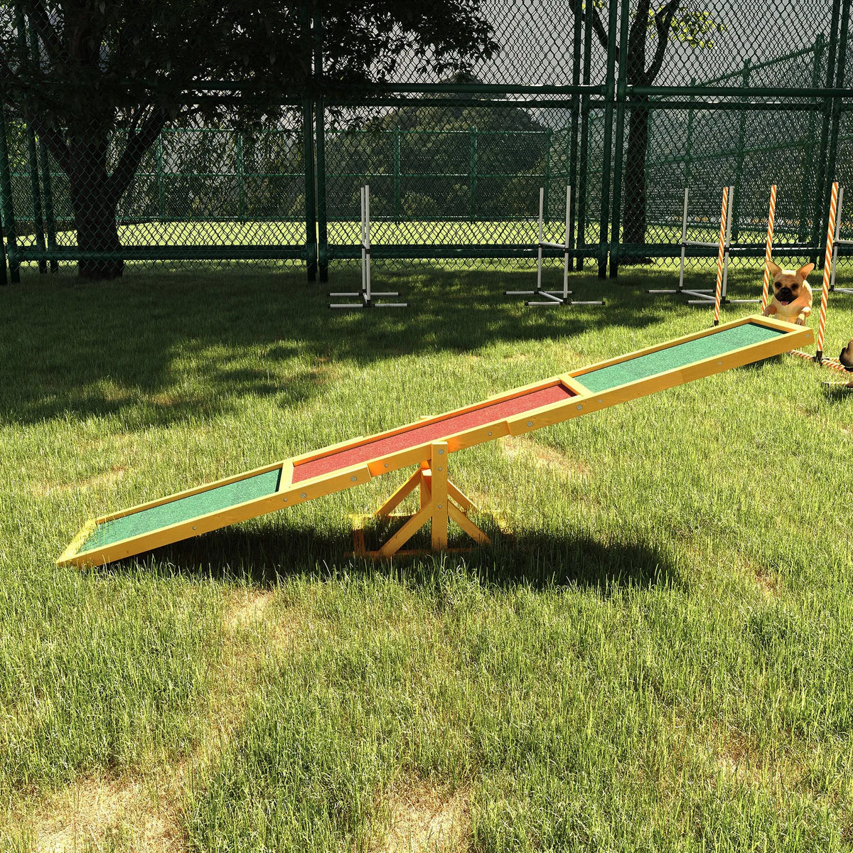 Wooden Pet Seesaw for Big Dogs with Anti-Slip Surface, Natural