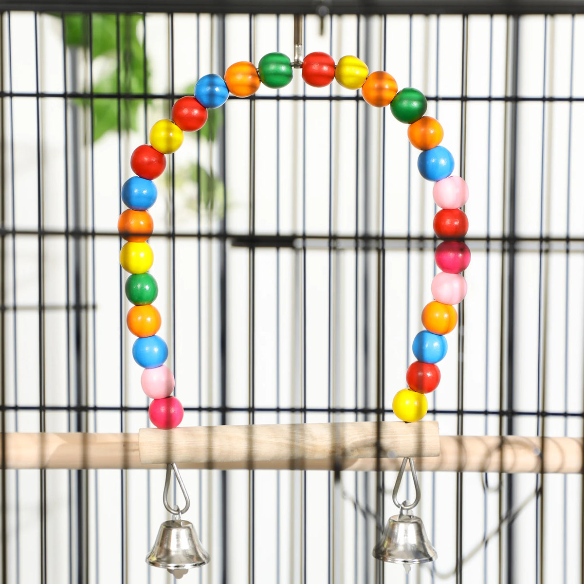 Flight Bird Cage with Stand 1cm Bar Spacing 3 Wooden Perches Toys Ladders 10 Doors and 4 Wheels