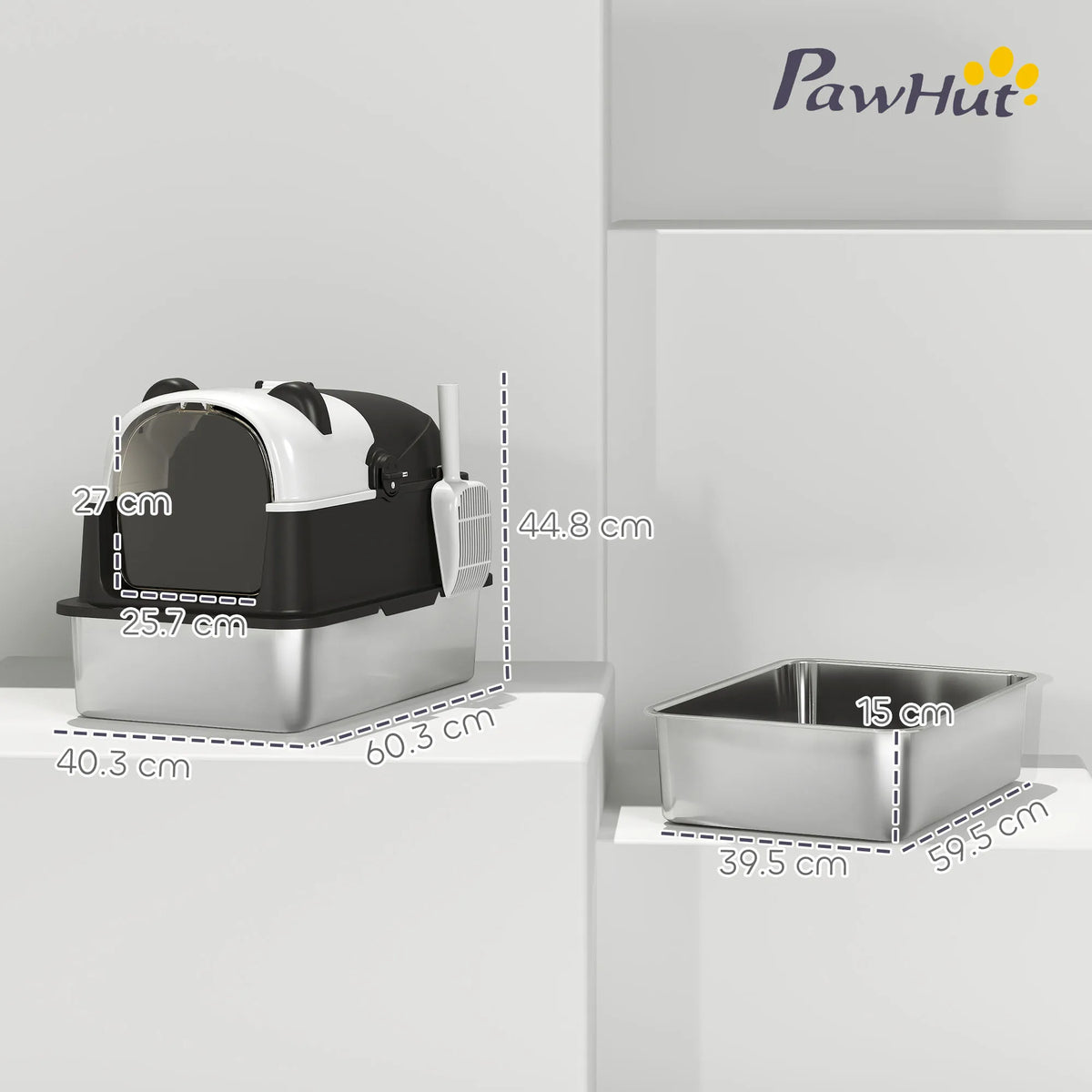 XL Cat Litter Box with Panda Design & Flip-Top Lid