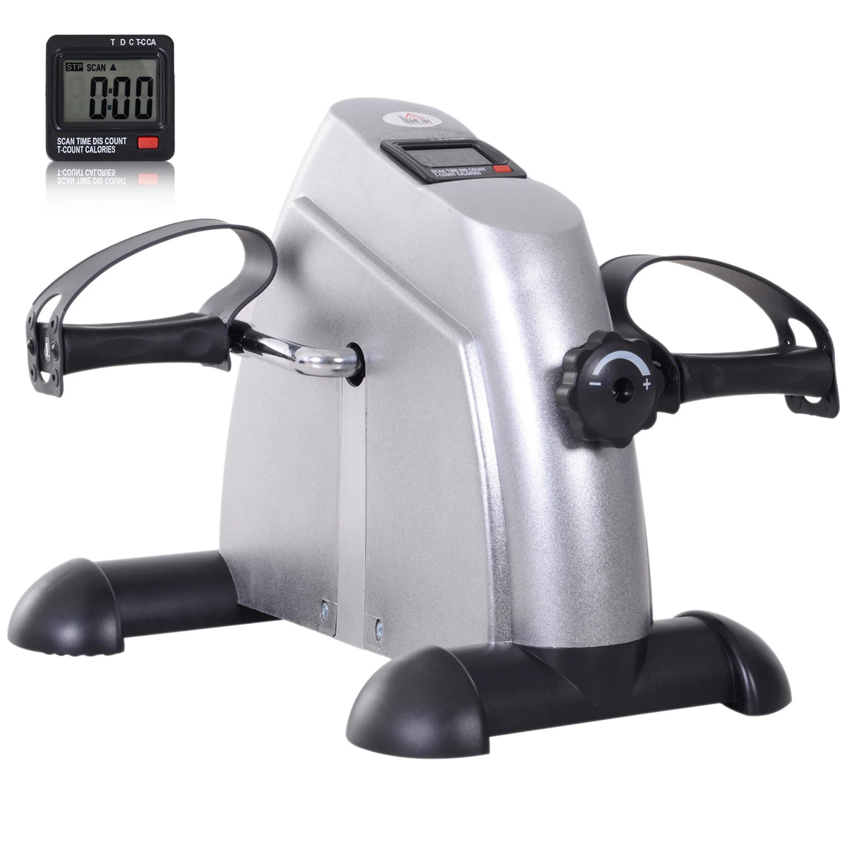 Mini Exercise Bike with LCD Display, Under Desk Pedal Exerciser, Silver