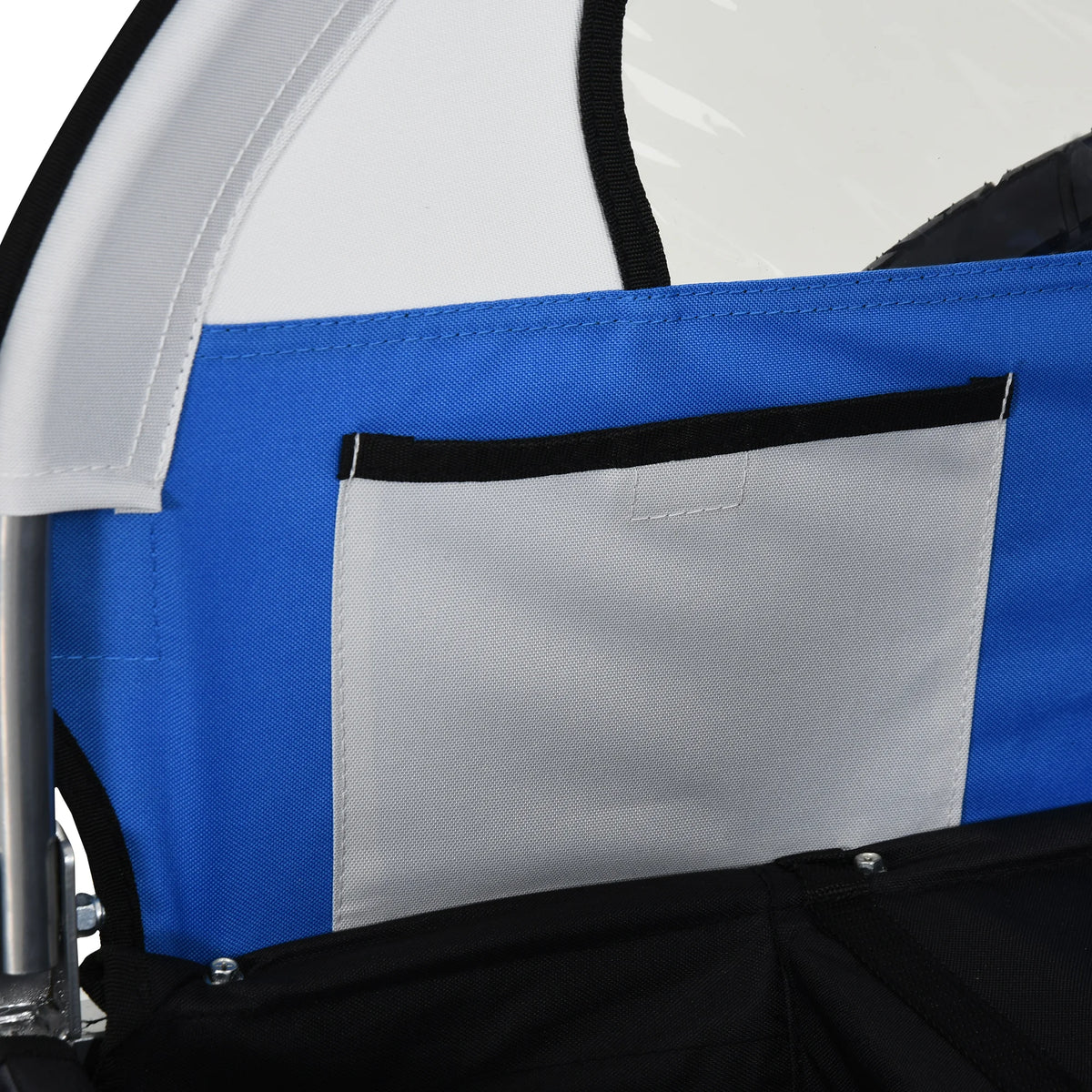 2 Seat Child Bike Trailer with 5 Point Harnesses Steel Frame Oxford Canopy Reflectors and Safety Flags