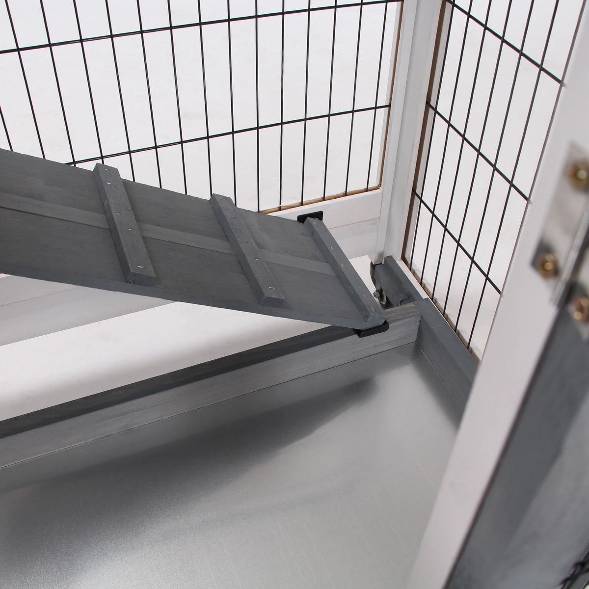 Indoor Rabbit Hutch Elevated 2 Tier Bunny Cage with Enclosed Run Ramp 4 Wheels and Removable Trays