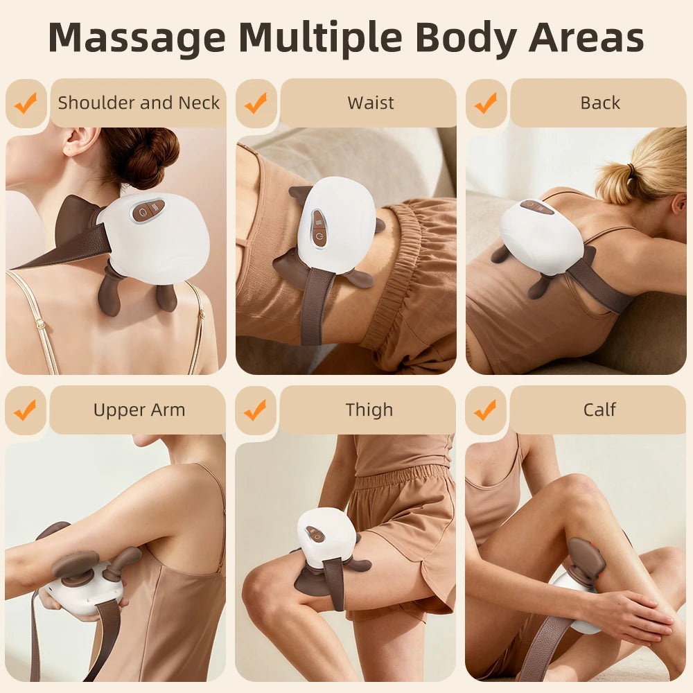 Neck and Shoulder Massager Shiatsu Kneading with Heat 3 Speed Rechargeable Back and Spine Relaxer