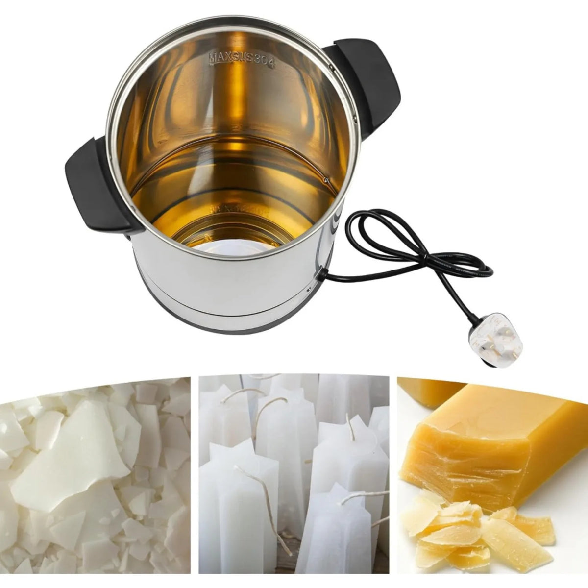 Electric Wax Melter 10L with Tap, 1800W Stainless Steel Candle Wax Melting Pot