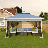3 x 3m Heavy Duty Pop Up Canopy Gazebo with 4 Removable Mosquito Net Sidewalls Waterproof Sun Shelter for Camping and Outdoor Events