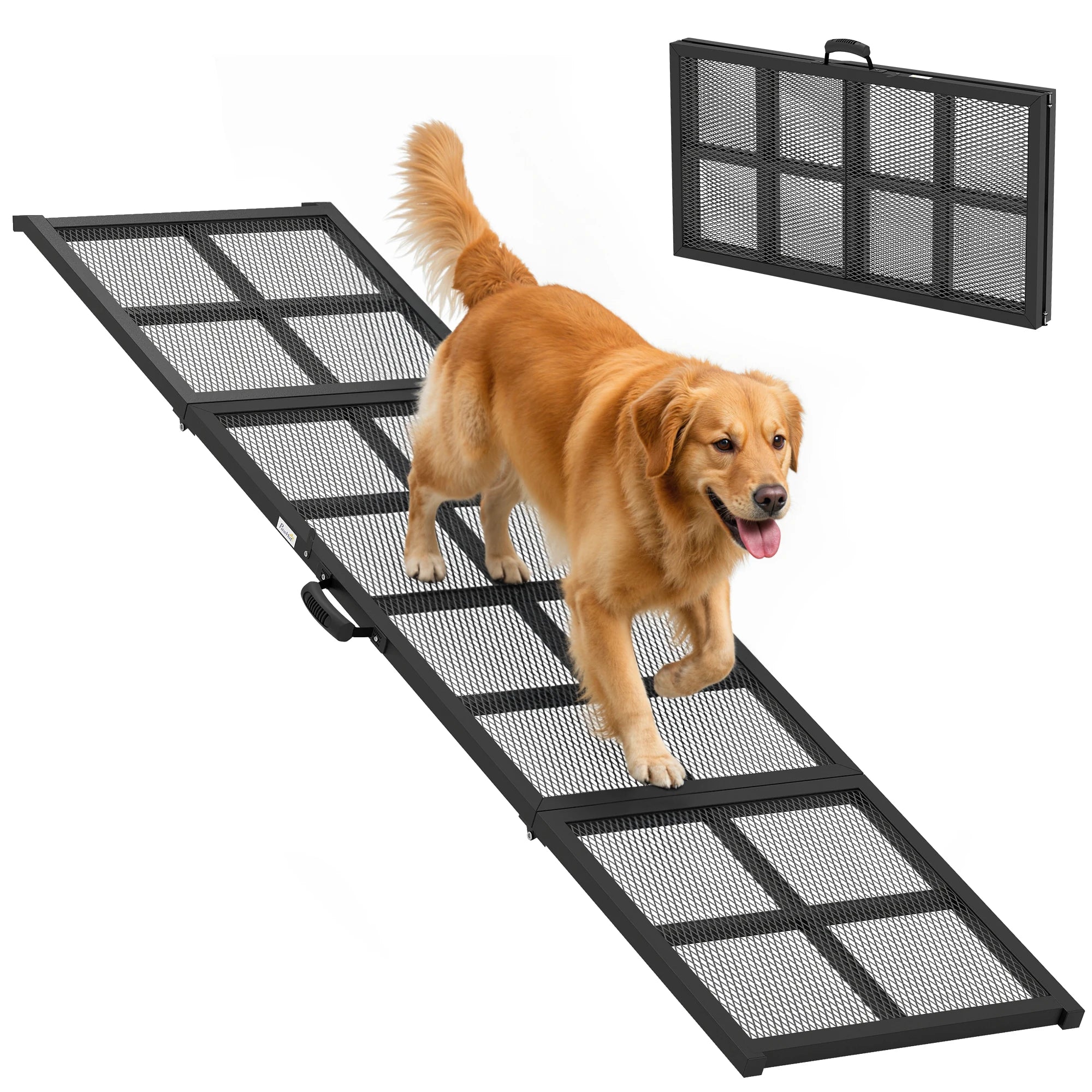 191cm Dog Ramp for Car SUV Extra Long Wide Pet Stairs with Non-Slip Diamond Mesh and Foldable Design for Large Dogs