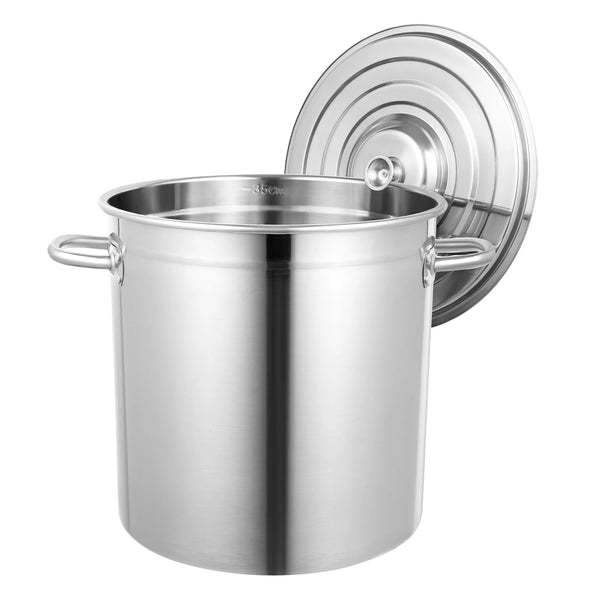 35L Stainless Steel Stockpot with Lid, Large Induction-Compatible Soup Pot