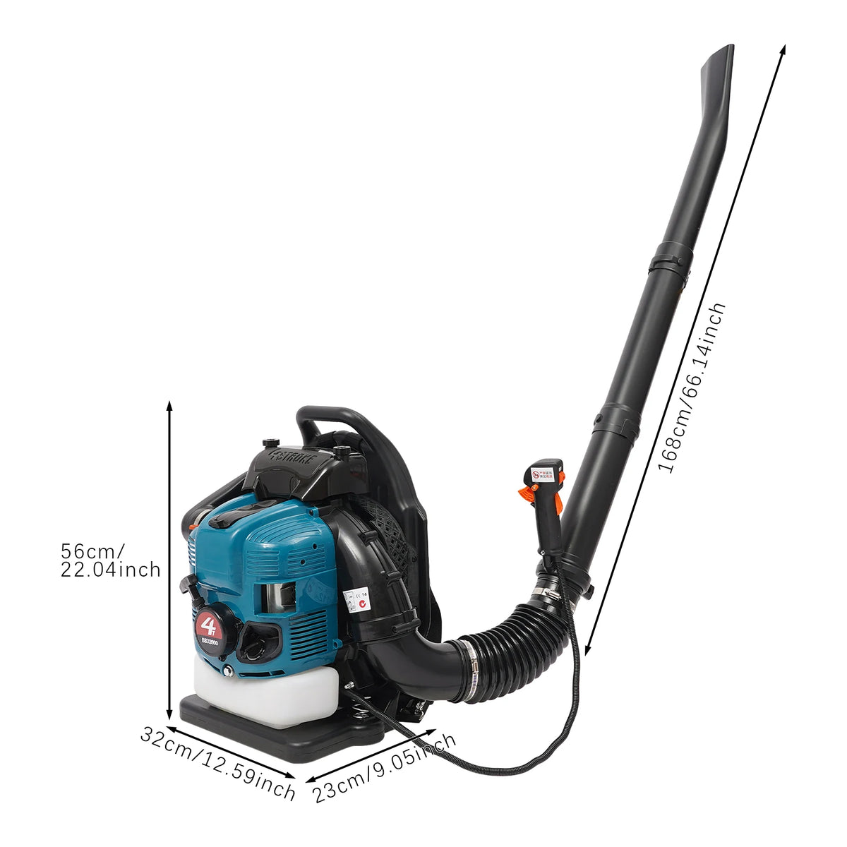 75.6cc 4-Stroke Backpack Leaf Blower, 2.6kW, 1.9L Tank